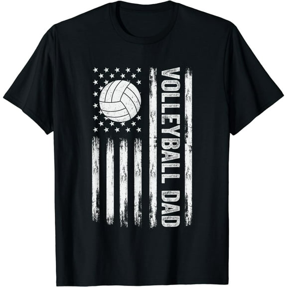 USA Flag Volleyball Dad Volleyball Game Day Vibes Funny Dad T-Shirt