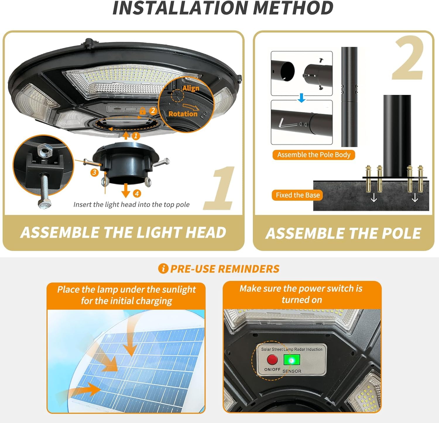 Outdoor Solar Lamp Post with 10' Galvanized Steel Light Pole, Motion Sensor, IP65 Waterproof, Dusk to Dawn, 750-LED Outdoor Solar Light with Remote for Yard, Parking Lot, Pathway, Patio