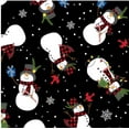 thumbnail image 2 of 44 x 36 Jolly Snowmen on Black Benartex Christmas 100% Cotton Fabric, 2 of 2
