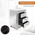 thumbnail image 4 of Crushed Diamond Mirrored Nightstand, Silver End Table with 3 Drawers Crystal Handle, Mirrored Bedside Table for Bedroom Living Room, No Assembly Needed, 4 of 7