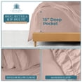 thumbnail image 4 of Casa Platino 600 Thread Count Hotel Style Sheet Set – 100% Cotton Twin Sheet, Sateen Weave, 15” Deep Pocket, Additional 2 Pillowcases, Machine Washable – Sepia Rose, 4 of 8