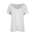 thumbnail image 4 of Hogleaql Womens Summer Tops Comfy Short Sleeve V Neck T Shirts Dressy Solid Color Casual Loose Outfits White S, 4 of 5
