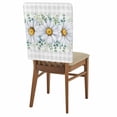 thumbnail image 2 of Daisy Flowers Dining Chair Back Cover Only, White Floral Eucalyptus Leaves Grey Plaid Set of 8 Chair Back Covers, Removable Washable for Dining Room, Banquet & Holiday Decoration, 2 of 9