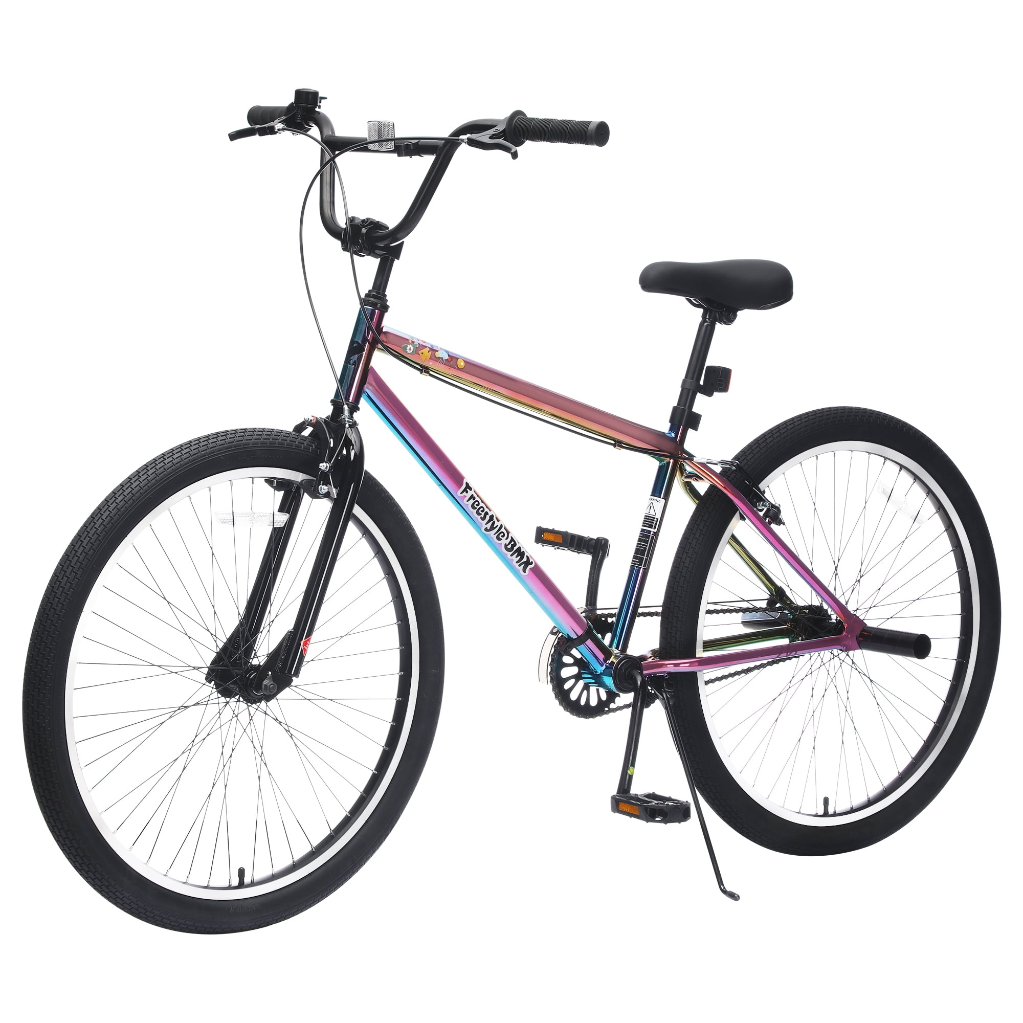 Juuar 26" Freestyle BMX Bike with 2 Pegs, Single Speed Steel Frame MTB, Stylish Bicycle with Caliper Brake & V Brake, Adults, Fits Riders Age 14+, Colorful