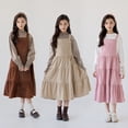 thumbnail image 7 of Coerni Girls Corduroy Elegant Dress Teen A Line Long Sleeve Vintage Princess Dress Spring Casual Solid Color Clothes Party Outfit, 7 of 7