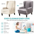 thumbnail image 3 of TOPCHANCES 2-Piece Stretch Velvet Fabric Wing Chair Cover Wingback Armchair Slipcovers（Sliver Grey）, 3 of 10