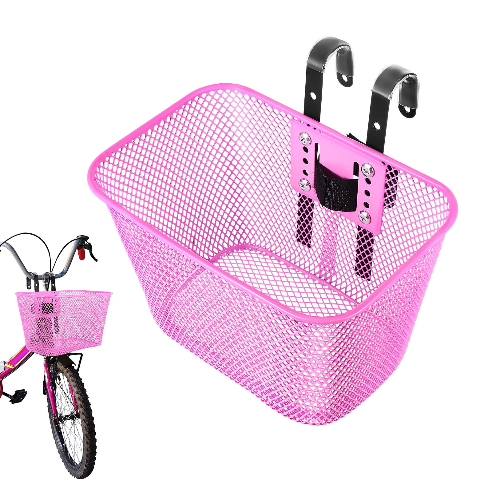 WEUVEB Versatile Pink Metal Wire Front Bike Basket for Everyday Handlebar Use