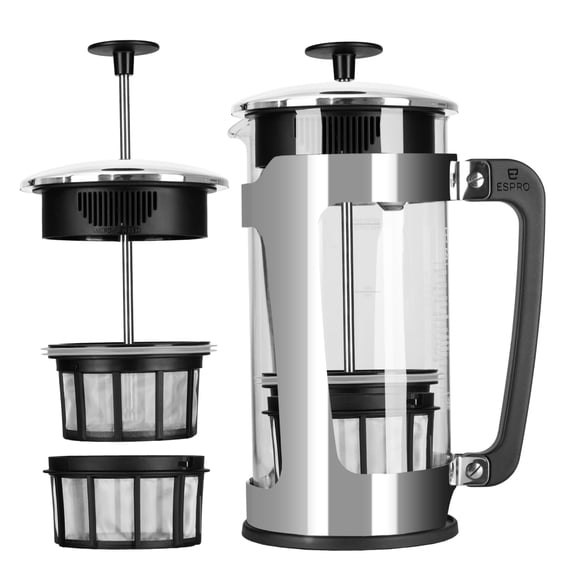 ESPRO P5 French Press Coffee Maker – Patented Double Micro-Filter for Grit Free Brew, Heat-Resistant Thicker Borosilicate Glass Coffee Press &n