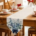 thumbnail image 2 of Watercolor Eucalyptus Leaves Table Runner Linen Burlap Table Runner 72 Inches Long Summer Botanical Leaves Vintage Dresser Scarves for Kitchen Island Coffee Dining Party Wedding Holiday Decor 16"x72", 2 of 8
