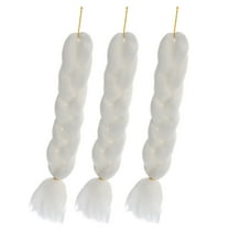 GOOHOCHY White Braiding Hair Extensions for Decoration High Temperature Wire Feel Like Human Hair 3pcs