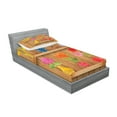 thumbnail image 2 of Ambesonne Floral Fitted Sheet & Pillow Sham Set, Cartoon Flowers in Vase, Twin, Multicolor, 2 of 2