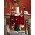 thumbnail image 4 of Table Runner Dresser Scarves Winter Christmas Tree Sketch Cotton Linen Burlap Table Cover Snowflake on Black Red Plaid Table Runners for Family Kitchen Dining Holiday Party Banquet Decor, 4 of 5