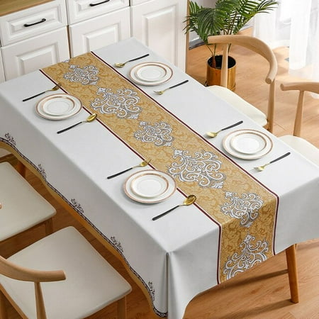 

DabuLiu Embroidered Printed Tablecloth for Table Waterproof Oilproof Skidproof Washfree Rectangular PVC Mat Dining Table Cloth Desk Pad