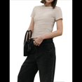 thumbnail image 2 of Camisetas de Algodón para Mujer, Cuello Redondo, Corta, Básicas, Informales, de Verano, Color Café , S, 2 of 9