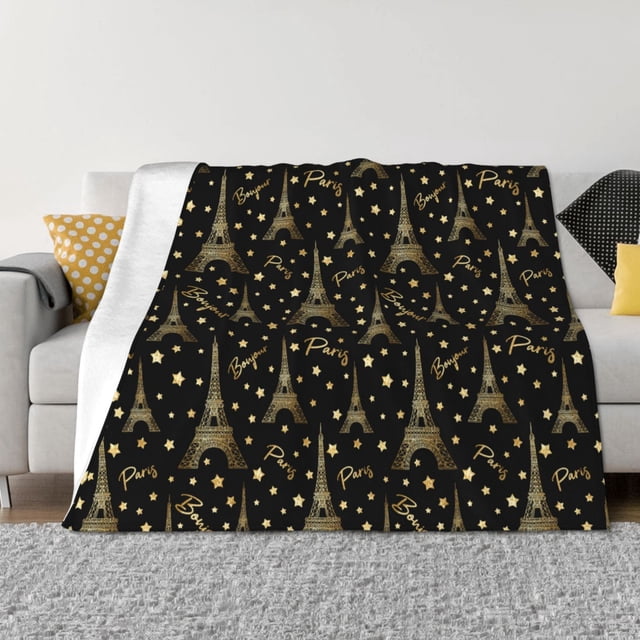 Balery Paris Romantic Manta de Franela con Dibujo, Lujo Ultra Suave y Cálido, Antipelusa y Resistente a las Arrugas para Cama, Sofá, Camping -50"x40"