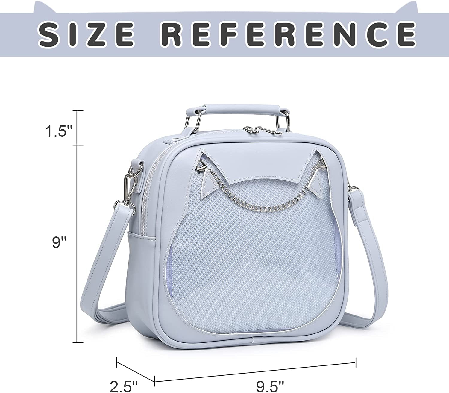 YOUI-GIFTS Women Ita Bag Kawaii Crossbody Purse Cute Cat Messenger Purse Clear Backpack Shoulder Bags Pin Display Bag
