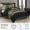 thumbnail image 6 of Lanco Black and Gold Comforter Set King Size , 7 Piece Jacquard Soft Bedding Set , All Season, 6 of 7