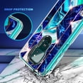 thumbnail image 2 of Nagebee Case for Motorola Moto G Play 2021 with Tempered Glass Screen Protector (Full Coverage), Glossy Stylish Finish, Shockproof Protective Hybrid Bumper Case (Marble Series Blue), 2 of 5