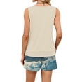 thumbnail image 5 of Sewkxo Two Piece Sets for Women Summer Lounge Short Sets Tank Square Neck Sleeveless Sweat Suit With Pockets,Beige L, 5 of 5