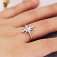 thumbnail image 4 of Silvago Jewel 14K White Gold Over Ring - Excellent 0.7 Ct Round Cut Simulated Diamond Ring - Silver Starburst Design Ring for Women's - Unique Christmas Special Gift for Her - Promise Gifts for Her, 4 of 8