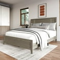 thumbnail image 2 of Home Design Ashwin King Panel Bed Frame with Center Support Leg and Natural Woodgrain, Gray, Easy Assembly, 2 of 8