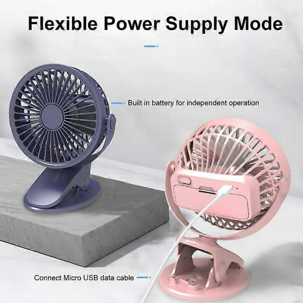 Portable Desk Fan Clip-on Fan Desktop Cooling Fan USB Rechargeable 3-Speed Adjustable Small Air Cooler Personal Fan for Office Home Use