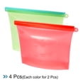 thumbnail image 3 of Bolsas reutilizables para almacenamiento de alimentos, 4 paquetes, bolsas reutilizables para aperitivos, bolsas reutilizables para sándwich con sello hermético, aptas para lavavajillas, aptas para microondas, frigorífico, congelador, verde/rojo Unique Bargains juegos de contenedores de almacenamiento de alimentos, 3 of 6