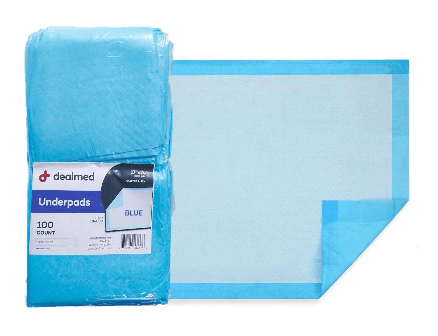 Dealmed Standard Absorbency Disposable Medical Underpads, 2Ply Tissue