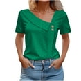 thumbnail image 2 of Meichang Women Eyelet Tops Dressy Casual V Neck Button Up T Shirts Long Sleeve Loose Fit Tunic Tops Solid Business Work Tees Blouses Green L, 2 of 5
