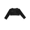 thumbnail image 3 of CHICTRY Kids Toddlers Girls Satin Long Sleeve Bolero Shrug for Christening Baptism Wedding Pageant Party Black 9-10, 3 of 6
