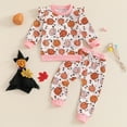 thumbnail image 2 of EnJoCho Toddler Girl Fall Football Outfit Set - Rufle Long Sleeve Pullover Sweatshirt Top & Jogger Pants 2-Piece Coordinated Comfort Clothes, 2 of 9