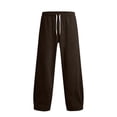 thumbnail image 4 of Men's Casual Baggy Sweatpants Wide Leg Golf Travel Pants Streetwear Joggers with Back Pockets Size 3XL Brown, 4 of 9