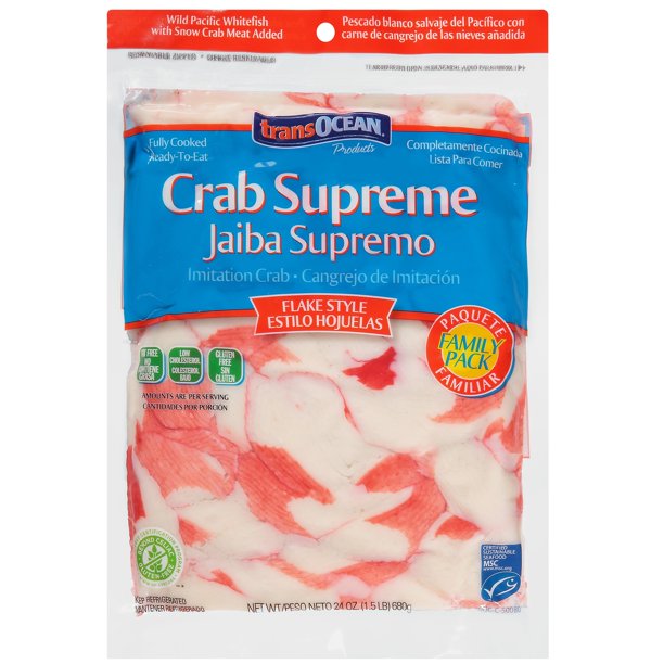 Transocean Crab Supreme, Flake Style Imitation Crab, 24 oz Bag