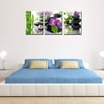 thumbnail image 4 of Canvas Wall Art 3 Panel Modern Spa Bamboo Zen Stone Purple Flowers Photograph Canvas Painting for Home Wall Decorative, 4 of 6