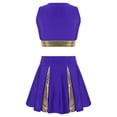 thumbnail image 2 of iiniim Robe d'Uniforme de Cheerleading pour Filles Enfants Hauts de Cheerleader avec Mini-Jupe Ensemble Costume de Cosplay de Carnaval Violet 10, 2 of 7