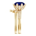 thumbnail image 3 of Rosec Jewels Lab Grown Blue Sapphire Ring Set with Diamond - Floral Bridal Ring Set, 14K Yellow Gold, US 9.00, 3 of 8