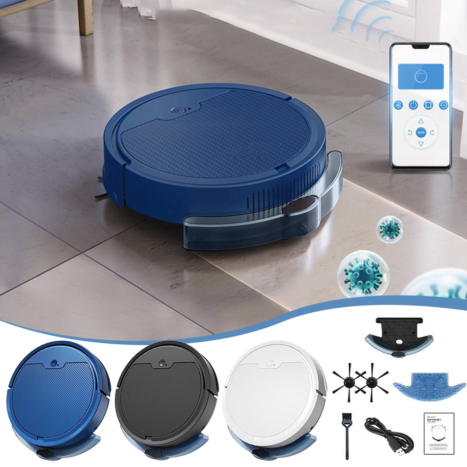 Anckoeil Home Tools Robot Vacuum Cleaner and Mop One Two In One Mopping Robot Vacuum with Water Tank and Dustbin 2000 PA Suction 80 Min-Running Powerful Robotic Vacuum
