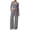 Gray, variant on Women's Loungewear Tie Waist Regular Fit Two-Piece Set, Wrap-Design Long Sleeve Crop Top with Matching Wide Leg Pants, Comfortable Outfit for Home and Everyday Wear