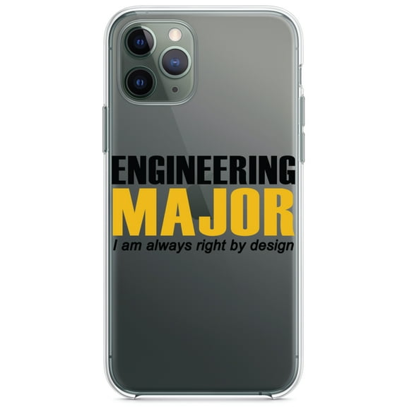 DistinctInk Clear Shockproof Hybrid Case for iPhone 13 (6.1" Screen) - TPU Bumper Acrylic Back Tempered Glass Screen Protector - Engineering Major Always Right By Design