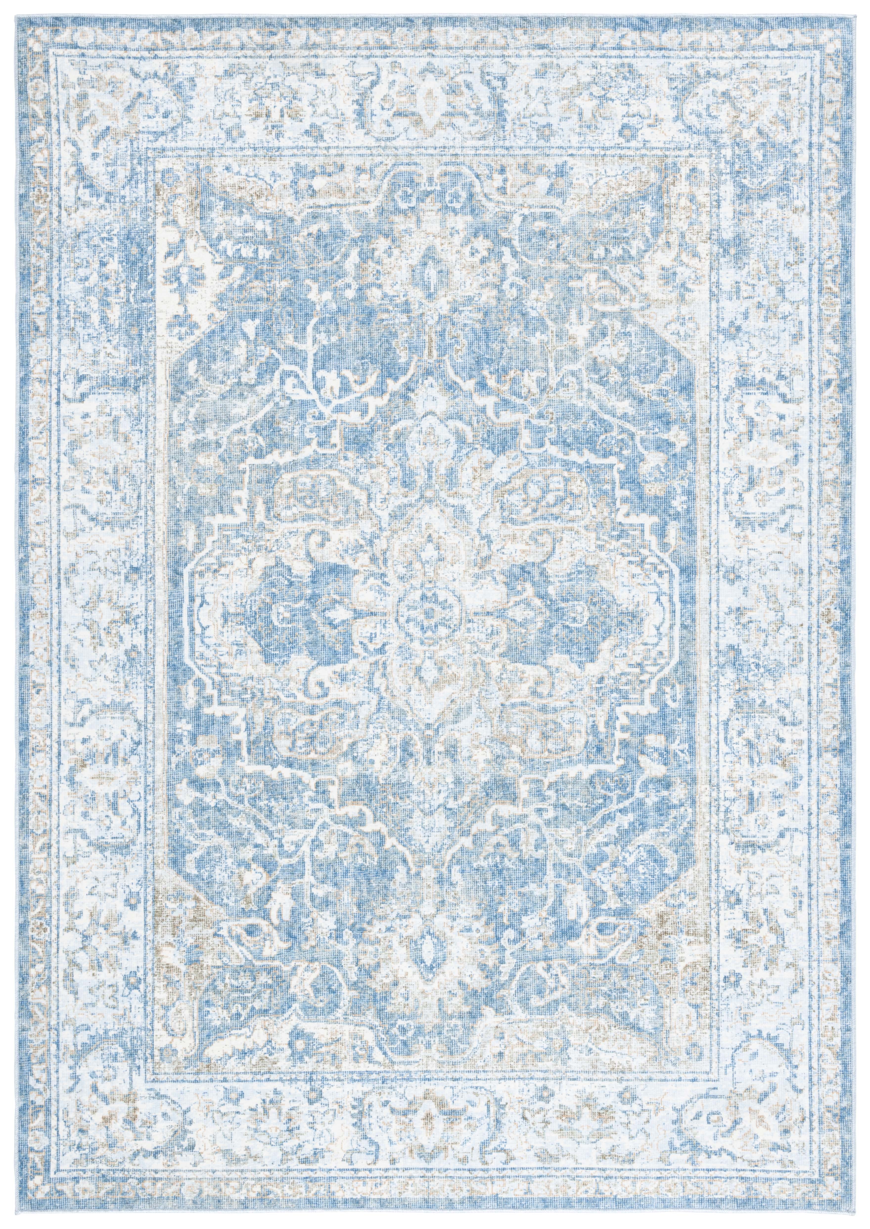 SAFAVIEH Orlando Jilliean Medallion Machine Washable Area Rug, Blue/Gold, 8' x 10'