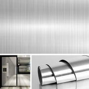 Stainless Steel Wallpaper Brushed Nickel Effect Waterproof Oil Proof Self Adhesive Backsplash for Kitchen Appliances Fridge Dishwasher 40CM*2M