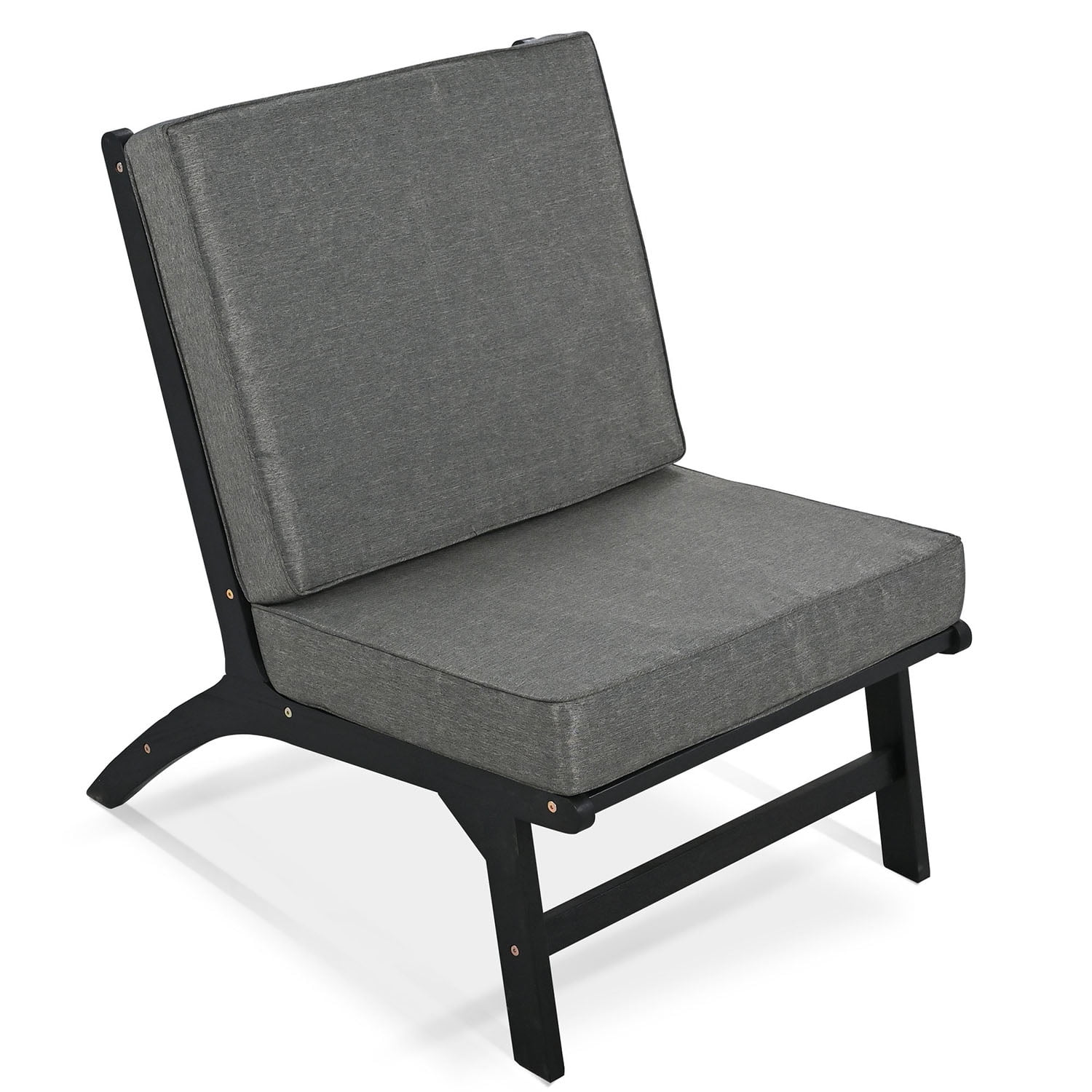 Kadyn 4-Piece V-shaped Seats Set, 2 Single Chairs,1 Rectangular Table,Double Chair, Solid Wood Outdoor Sofa for Garden, Black+ Gray