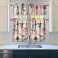 thumbnail image 3 of Pioneer Kitchen Curtains and Valance Set 36 Inch Tier Pink Wild Fresh Peony Flowers 3 Pieces Set Dining Room Small Curtain Drapes Cafe Curtains Valance for Home Decor Rod Pocket, 3 of 6