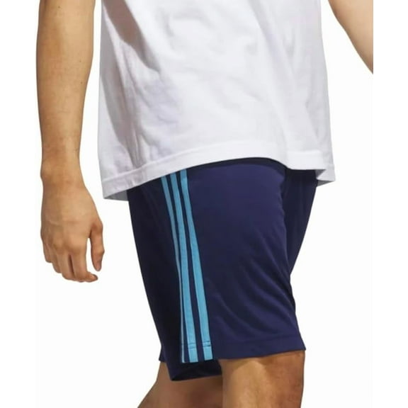adidas Men's 3 Stripe Moisture Wicking Breathable Active Short (US, Alpha, Small, Regular, Regular, Dark Blue/Light Blue)