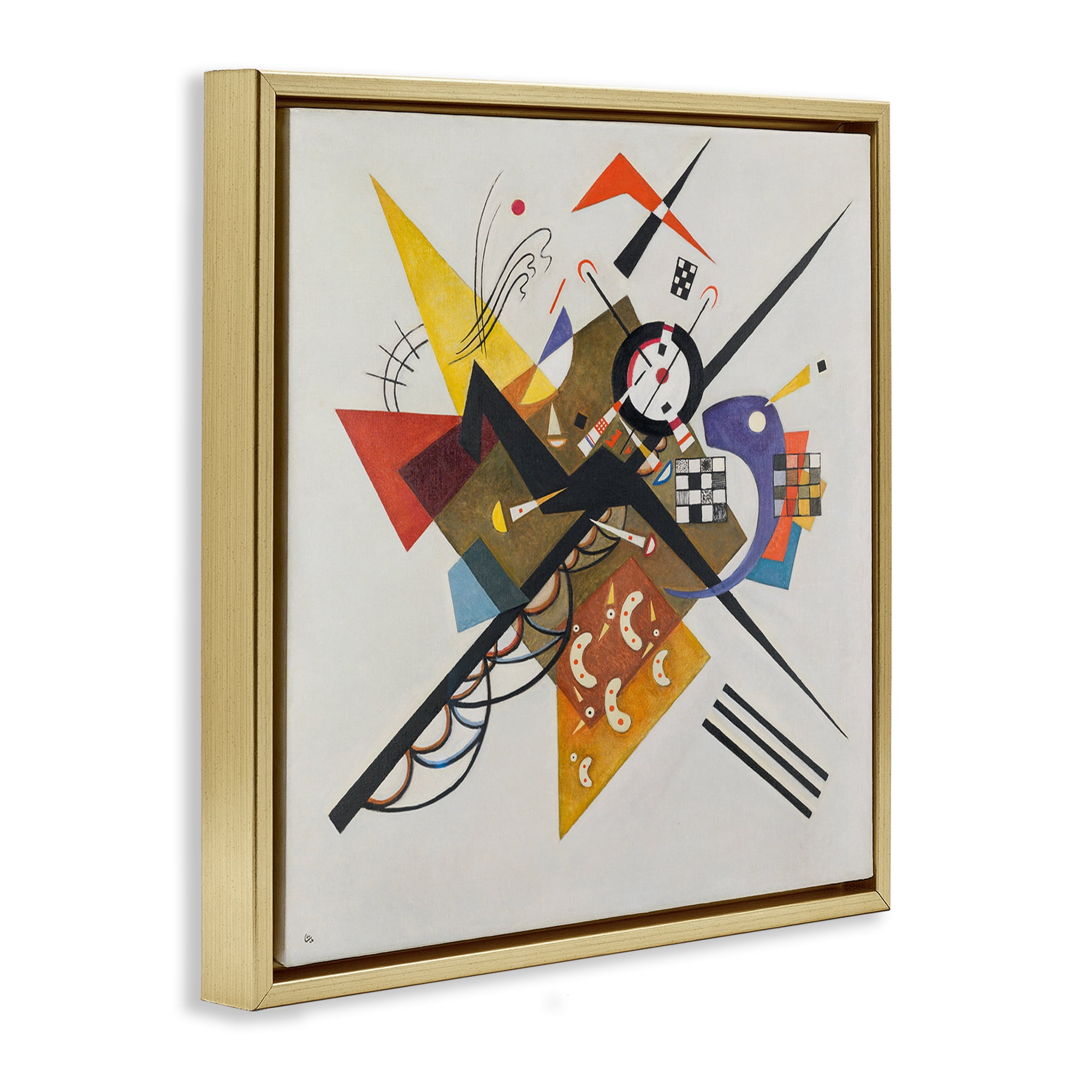 Stupell Industries Kandinsky Painting on White Abstract Painting Gold Floater Framed Canvas Art Print Wall Art, 18 x 18