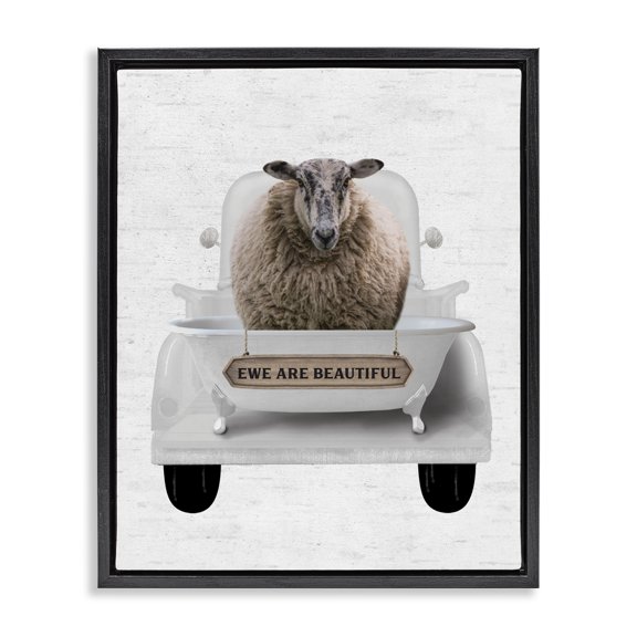 Stupell Industries Eclectic Ewe Are Beautiful Phrase Black Floating Frame Canvas Art, 17 x 21, by Lettered and Lined