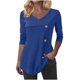 thumbnail image 3 of Top de tallas grandes,Blusa tipo túnica con cuello en V para mujer, manga larga, estampado geométrico, informal, de poliéster, con botones delanteros, para el hogar o la oficina, sopatenor, 3 of 9