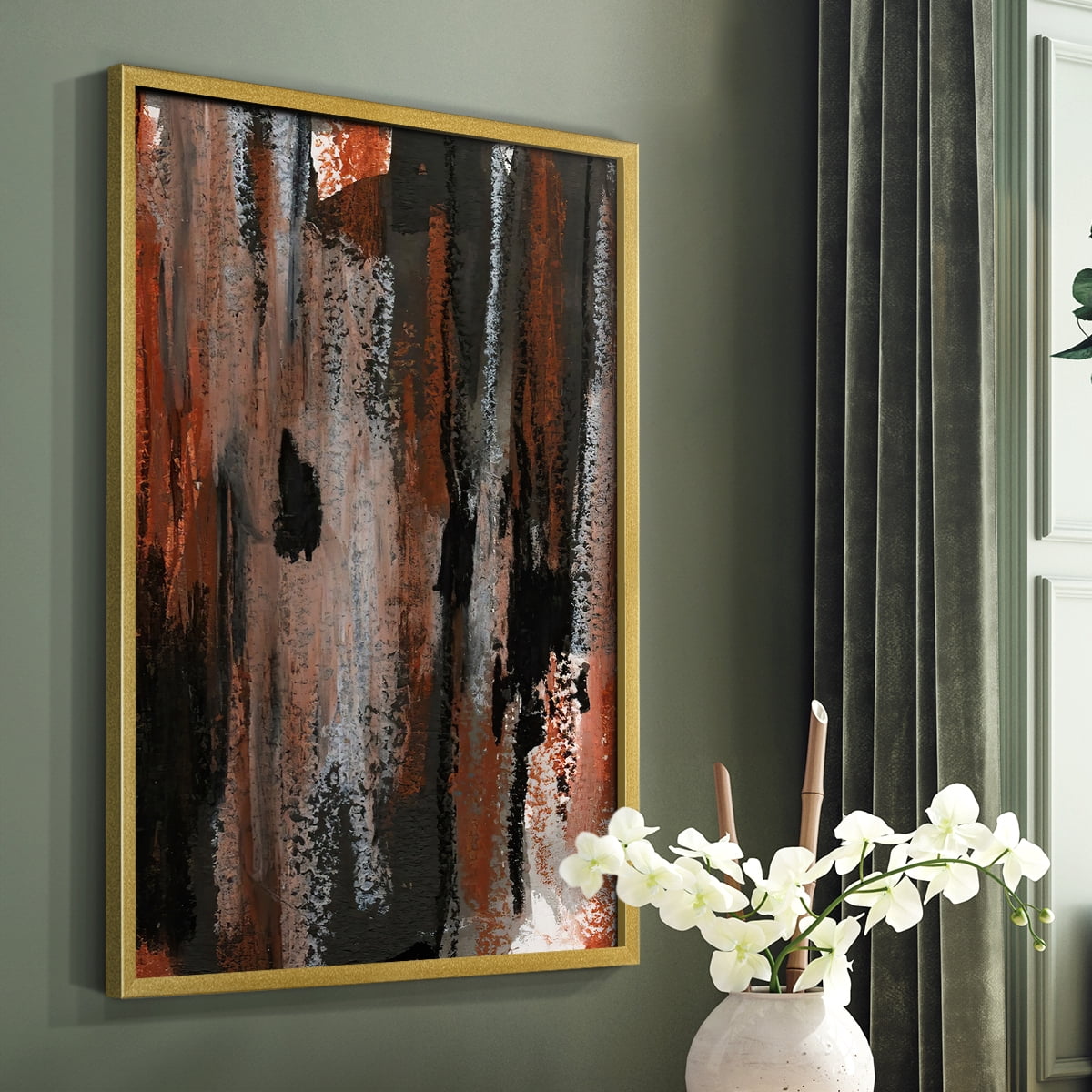 Loft Pastel VII Framed Print in Gold Solid Wood Framed Print No Nail Hanging