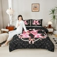 thumbnail image 4 of Castle Fairy Pink Flower Personalized Initial K Bedding Comforter Set 2pcs for Teenagers Kids,Dreamy Princess Pearl Bow Twin Comforter Sets Microfiber,Bohemian Damask Breathable Bedding Set, 4 of 8