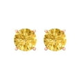 thumbnail image 3 of 3 Ct Round Cut Studs Yellow Crystal 14K Rose Solid Gold Everyday Dainty Earrings Screw Back, 3 of 7